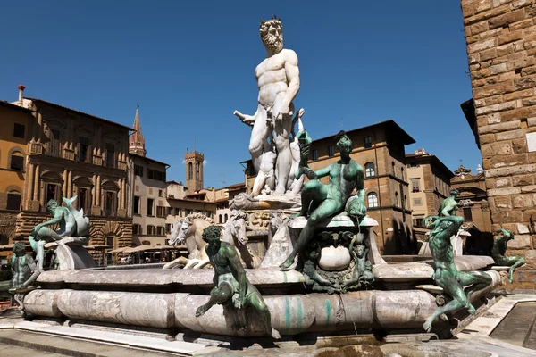 A Fonte de Netuno em Florença, Itália — Fotografia de Stock