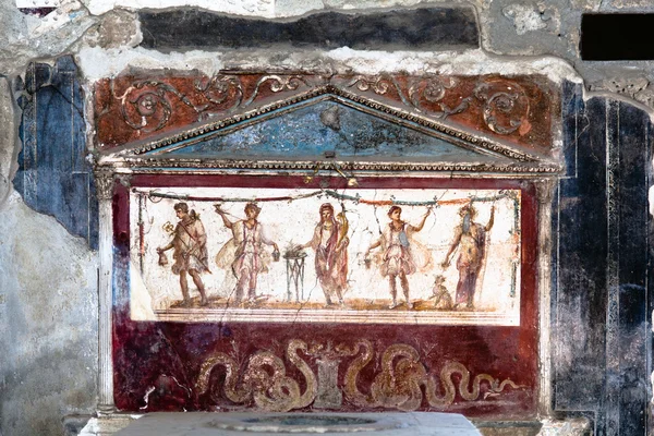 Antika romerska målningen på väggen i ett hus i Pompeji — Stockfoto