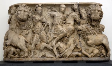 Antik Yunan tarzında anceint Roma lahit oyulmuştur