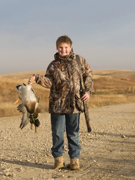 Boy Duck Hunting — Stock Photo, Image