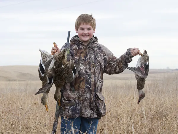 Boy Duck Hunting — Stock Photo, Image