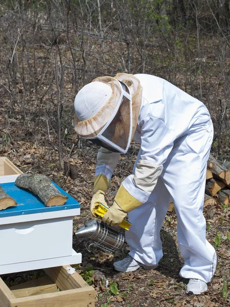Μελισσοκόμος με κυψέλες — Φωτογραφία Αρχείου