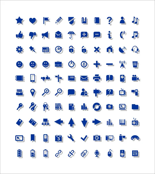 100 iconos, Web, medios de comunicación — Vector de stock