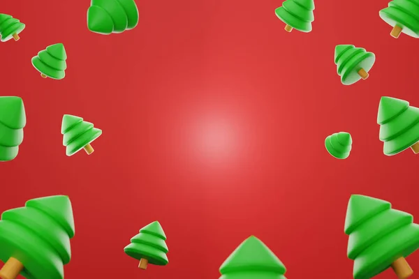Render Christmas Tree Red Background Christmas Background Concept — Stock Photo, Image