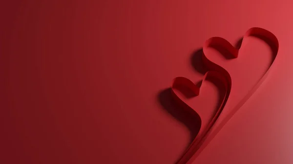 Heart Shaped Red Ribbon Red Background Copy Space World Heart — Stock Photo, Image