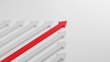 Lider Kırmızı Ok beyaz arka planda beyaz oku yönlendiriyor. Takım çalışması, İşbirliği, İş ortağı, Liderlik kavramı
