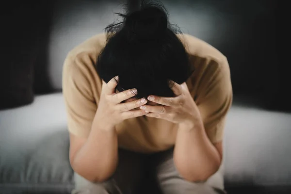 Lelah Lelah Depresi Stres Dipikirkan Wanita Tua Dewasa Yang Menderita — Stok Foto
