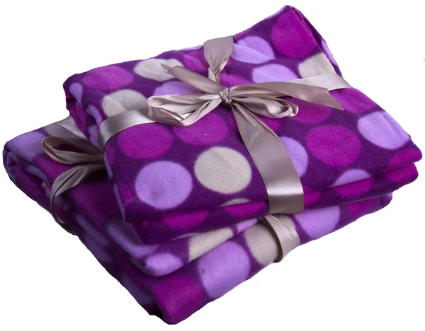 Καρό Κασμίρ κουβέρτα χρώματος συσκευασία δώρου που φέρουν πολύχρωμο κύκλους Royalty Free Φωτογραφίες Αρχείου