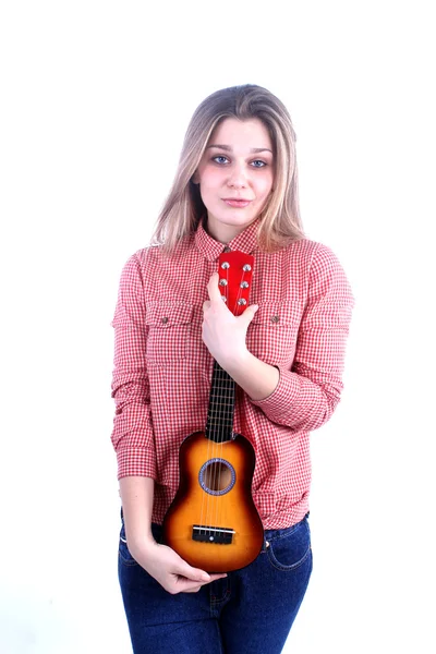 Girl guitar musician — Stock Photo, Image