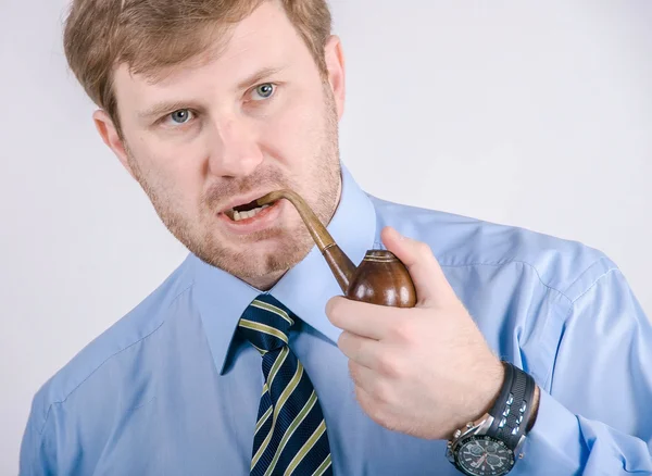 Pipe in mouth — Stockfoto