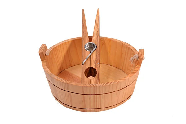 Dřevěný kolíček v koryto na mytí — Stock fotografie
