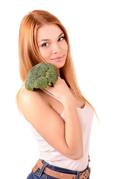 Girl with green kale — Stock Photo, Image