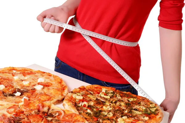 Pizza und Taille — Stockfoto