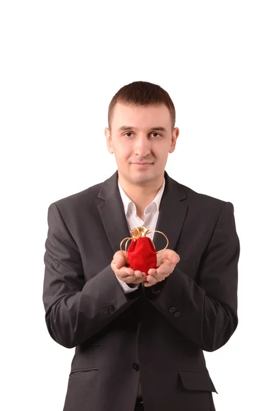 Man with a gift — Stock Photo, Image