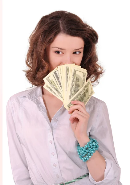 Girl with money — Stock Photo, Image