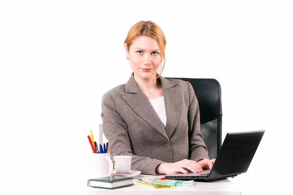 Baas met een laptop — Stockfoto