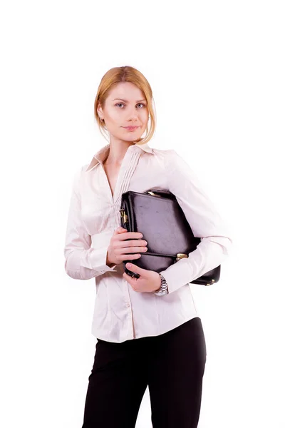 Geschäftsfrau mit schwarzer Aktentasche — Stockfoto