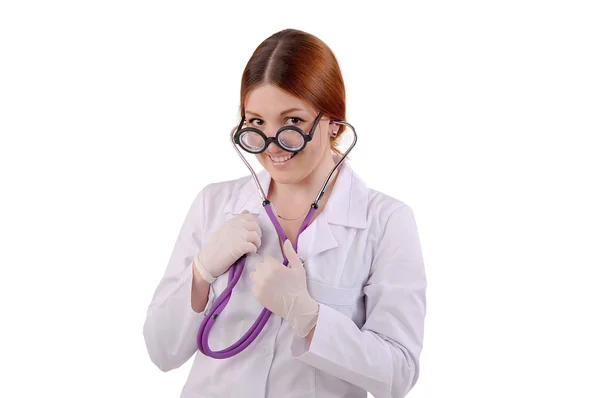 Pielęgniarka i stetoskop — Zdjęcie stockowe