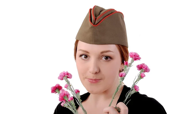 Girl with flowers — Stock Photo, Image