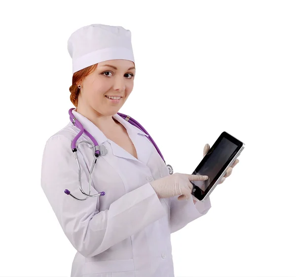 Doctor, graphics tablet — Stock Photo, Image