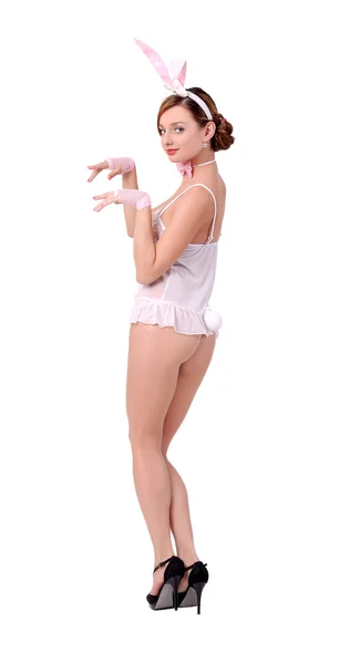 Girl dressed in underwear, bunny Royalty Free Stock Images