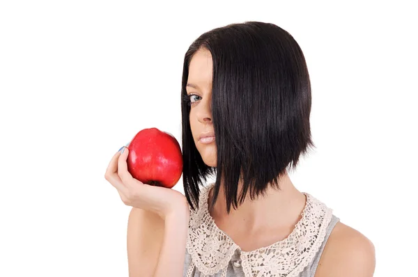 La chica con una manzana — Foto de Stock