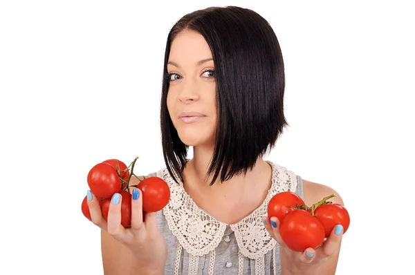 Dziewczyna z pomidorami — Zdjęcie stockowe