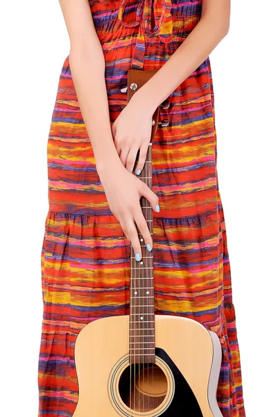 Hands holding a guitar — Stock Photo, Image