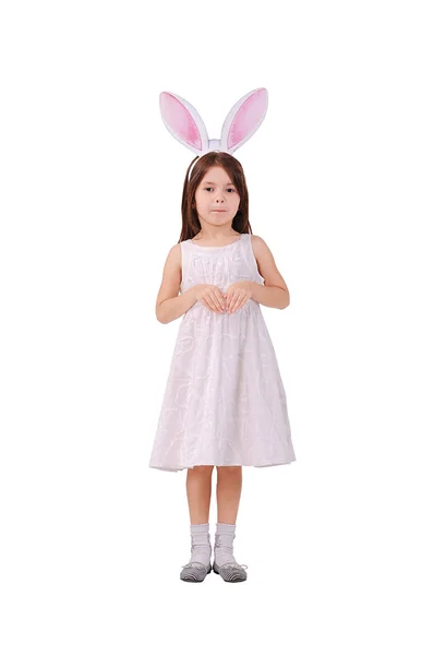 Meisje in een bunny kostuum — Stockfoto