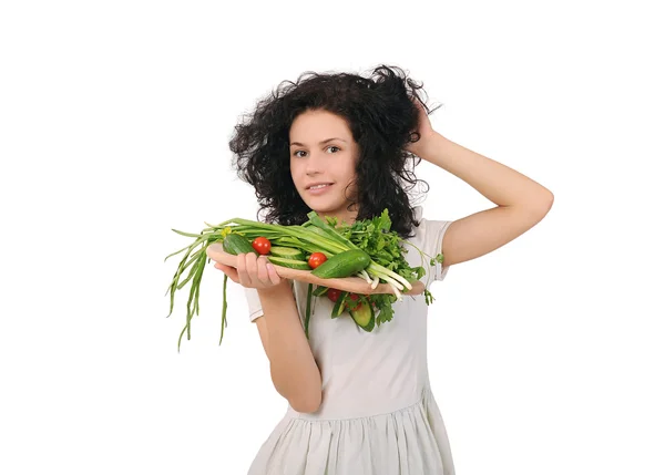 Chica con verduras — Foto de Stock