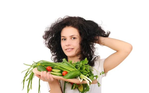 Menina com legumes — Fotografia de Stock