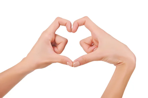 Manos sosteniendo los dedos en forma de corazón — Foto de Stock