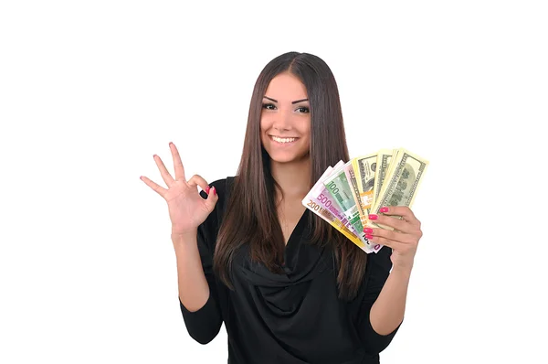 Chica con dinero — Foto de Stock