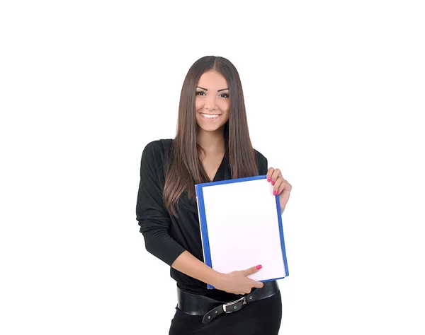 Girl with folder in hand — Stock Photo, Image