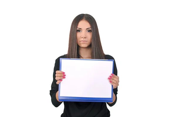 Flicka som håller en mapp — Stockfoto