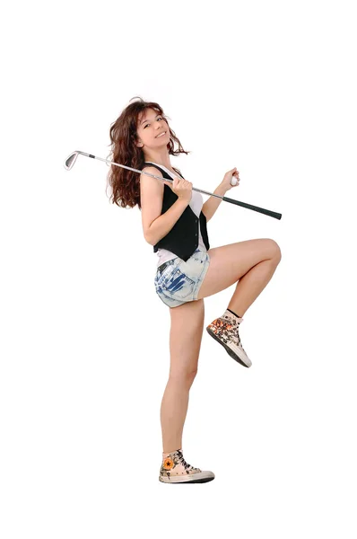 Ragazza che gioca a golf — Foto Stock