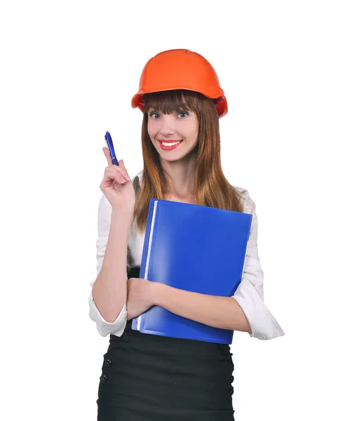 Girl in a red helmet — Stock Photo, Image