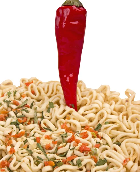 Noodles and red chili — Stock Photo, Image