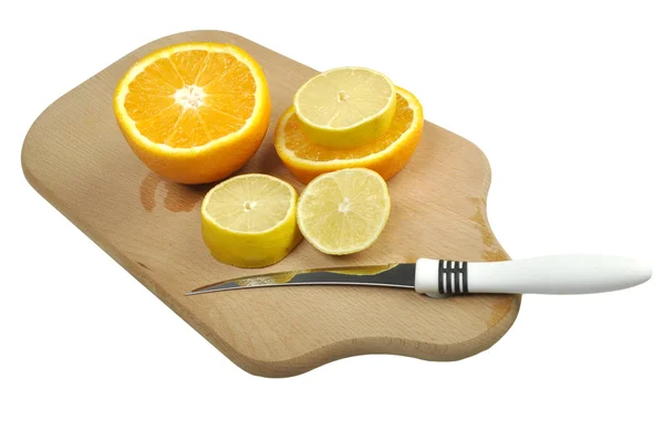 Naranja, limón y cuchillo — Foto de Stock