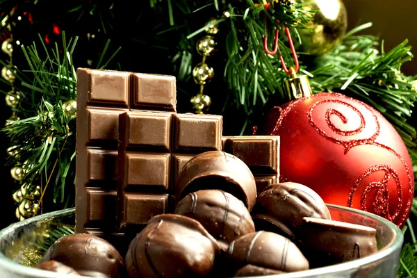 Kerstmis snoep chocolade Nieuwjaar smaak Chocolade gift van Kerstmis chocolade Stockafbeelding