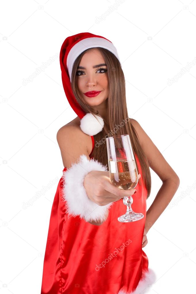 Maiden drinking champagne