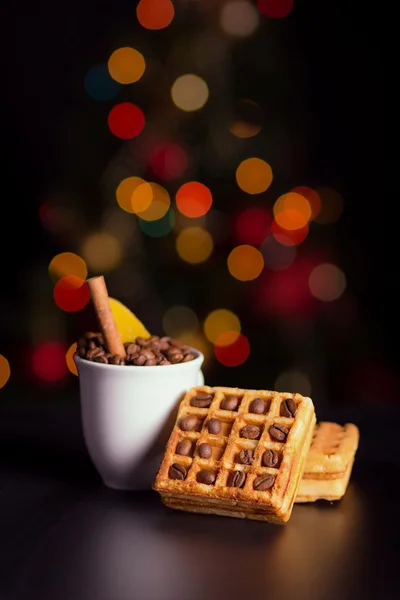 Kaffee und Waffeln — Stockfoto