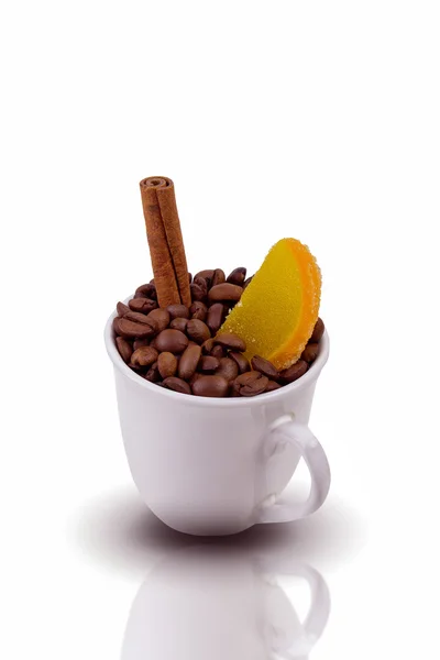 Cup met koffie en marmelade met schaduw — Stockfoto