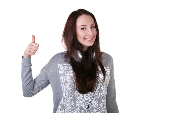 Mujer joven escuchando música —  Fotos de Stock