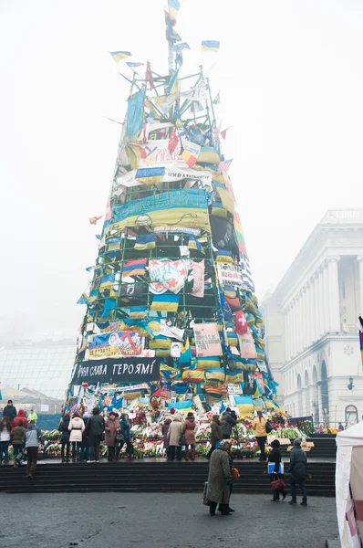 Majdan Nezalezjnosti, euromaidan. Oekraïense protesten 2014 — Stockfoto