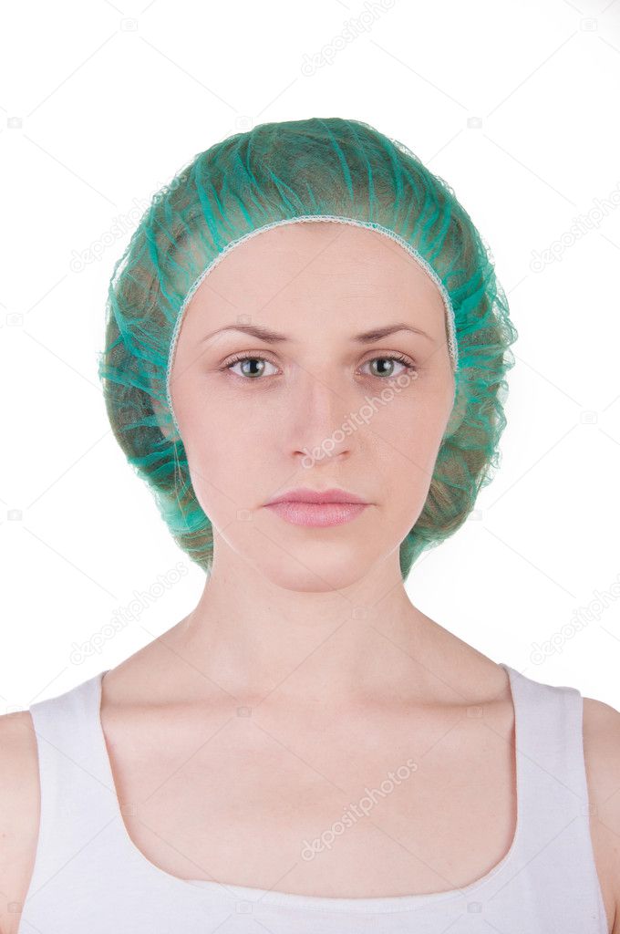 Portrait of a girl in a medical cap