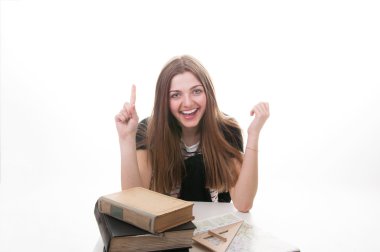 kız öğrenci dikey, kitaplar