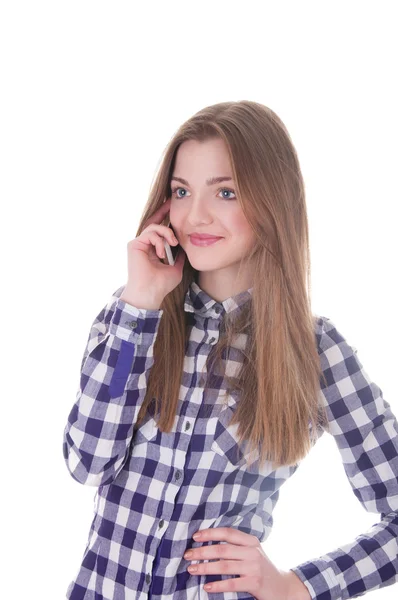 Retrato Estudantil Feminino com telefone — Fotografia de Stock