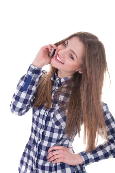 Retrato Estudantil Feminino com telefone — Fotografia de Stock