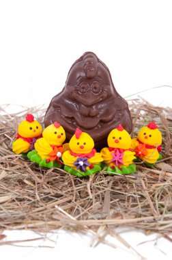 Çikolatalı tavuk ve civciv çevresinde